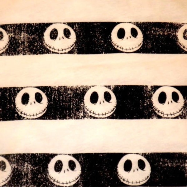 Nightmare Before Christmas Jack Skull Black White Stripe Fabric Emo Punk BTY, Almost Sold Out