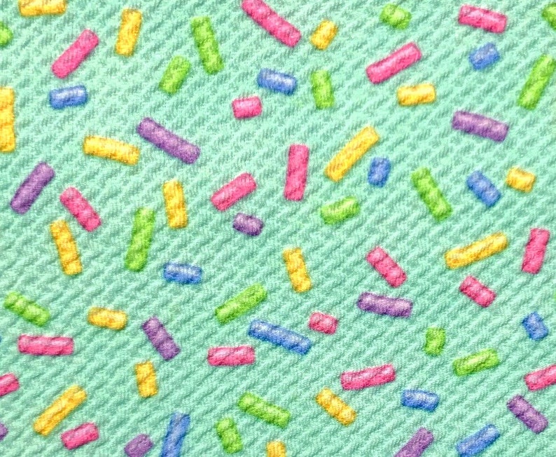 Textured Bullet Liverpool DBP Ribbed Knit Polyester Blend Stretch Printed Fabric By The Yard 1y Sprinkles Green