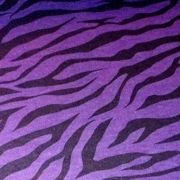 ZEBRA purple black cotton jersey knit fabric BTY