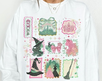 Retro Wicked Sweatshirt, Wizard Defying Gravity Sweater, Pink Green Musical TShirt, Elphaba Glinda Shirt, Wizard Movie Fan TShirt