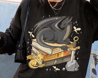 Fourth Wing Dragon Sweatshirt, Tairn and Andarna Violet T shirt, Dragon Rider Tee, Holiday Gift For Book Lover