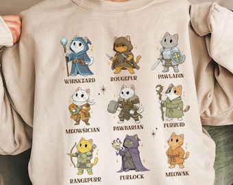 Dungeons And Cats Sweatshirt, Funny DnD Shirt, D&D Cats Tee, Role Playing Game TShirt