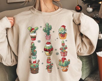 Christmas Cactus Sweatshirt, Howdy Christmas Shirt, Cactus Lover Crewneck, Southern Christmas, Gift For Plant Lover, Desert Plant Tee