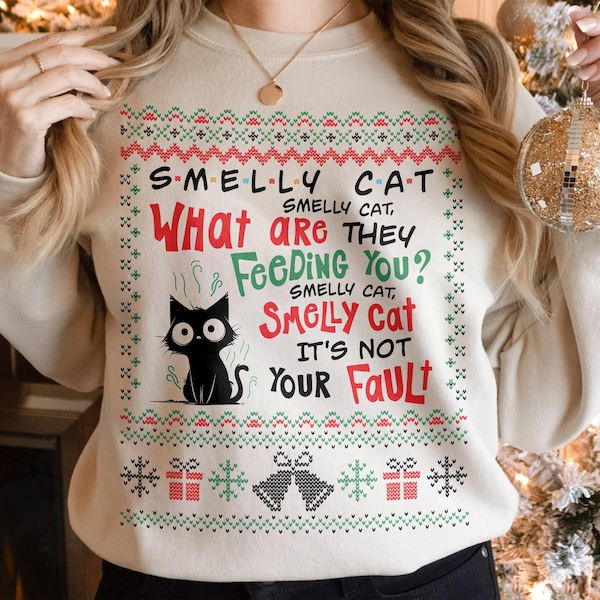 Funny Smelly Cat Phoebe Song Ugly Sweater, 90s Friends Movie Christmas Sweatshirt, Friends Inspired Shirt, Christmas Gift
