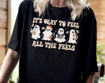 Fourth Wing Onyx Storm Sweatshirt, Bookish Ghost Shirt, It’s Okay To Feel All The Feels Tee, Bookish Mental Health, Dragon Lover