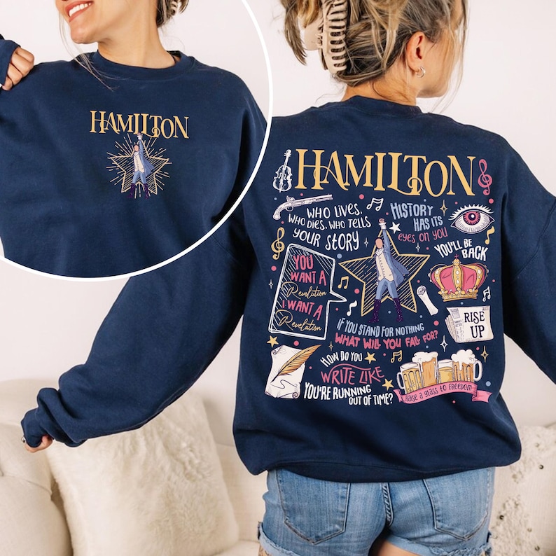 Sudadera con cita musical de Hamilton, camiseta Revolutionary Line inspirada en Lin-Manuel Miranda, camiseta musical estadounidense imagen 7
