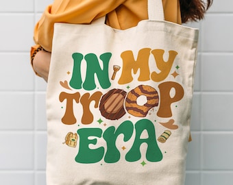 In My Troop Era Tote Bag, Girl Camping Tote, Funny Cookie Dealer Tote, Girl Leader Gift, Custom Troop Number, Tote bag , shoulder bag
