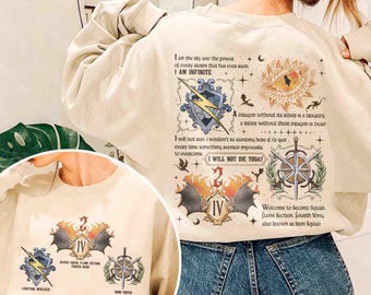 Fourth Wing Iron Squad Two Sided Shirt, Onyx Storm Brave The Dark, Fourth Wing Badges Bookish Sweatshirt, Dragon Riders Fan Gift