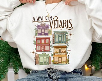 Acotar A Walk In Velaris Sweatshirt, Acotar Velaris The Night Court Shirt, Rhysand Cassian Sarah J Maas, Bookish Gifts