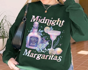 Retro Midnight Margaritas Halloween Sweatshirt, Halloween Drinking T Shirt, Witchy Halloween, Margarita Drinking Gift For Women
