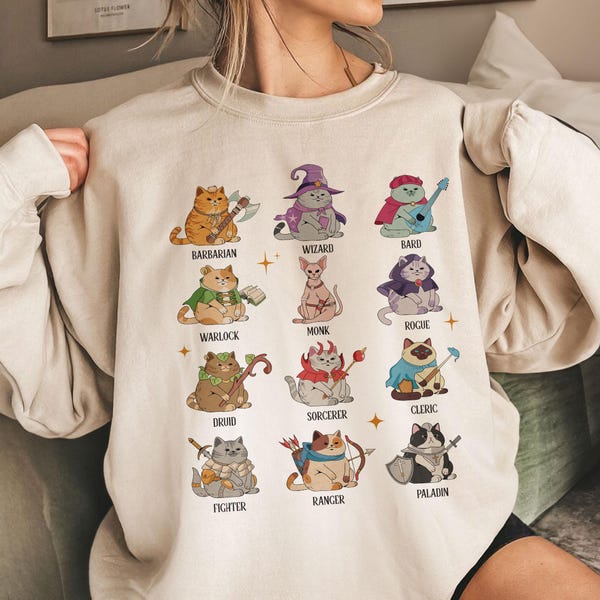 Dungeons And Cats Sweatshirt, Dungeons Game Tshirt, Retro DnD Tee, Funny D&D Cats, Role Playing Game Shirt