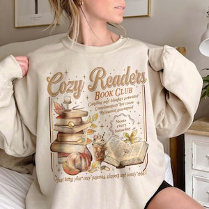 Cozy Readers Book Club Sweatshirt, Fall Season Bookish Tee, Coffee And Book Lover, Book Club Long Sleeve Shirt, Gift for Book Lovers