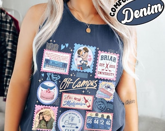 Camiseta sin mangas con sellos de hockey fuera del campus, camiseta sin mangas de la Universidad Briar, serie de romance de hockey, camiseta Graham 44 para amantes de la lectura
