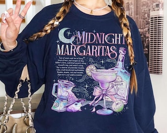 Midnight Margaritas Sweatshirt, Margarita Halloween TShirt, Witchy Halloween Tee, Tequila Shirt, Spooky Drinking Gift For Women