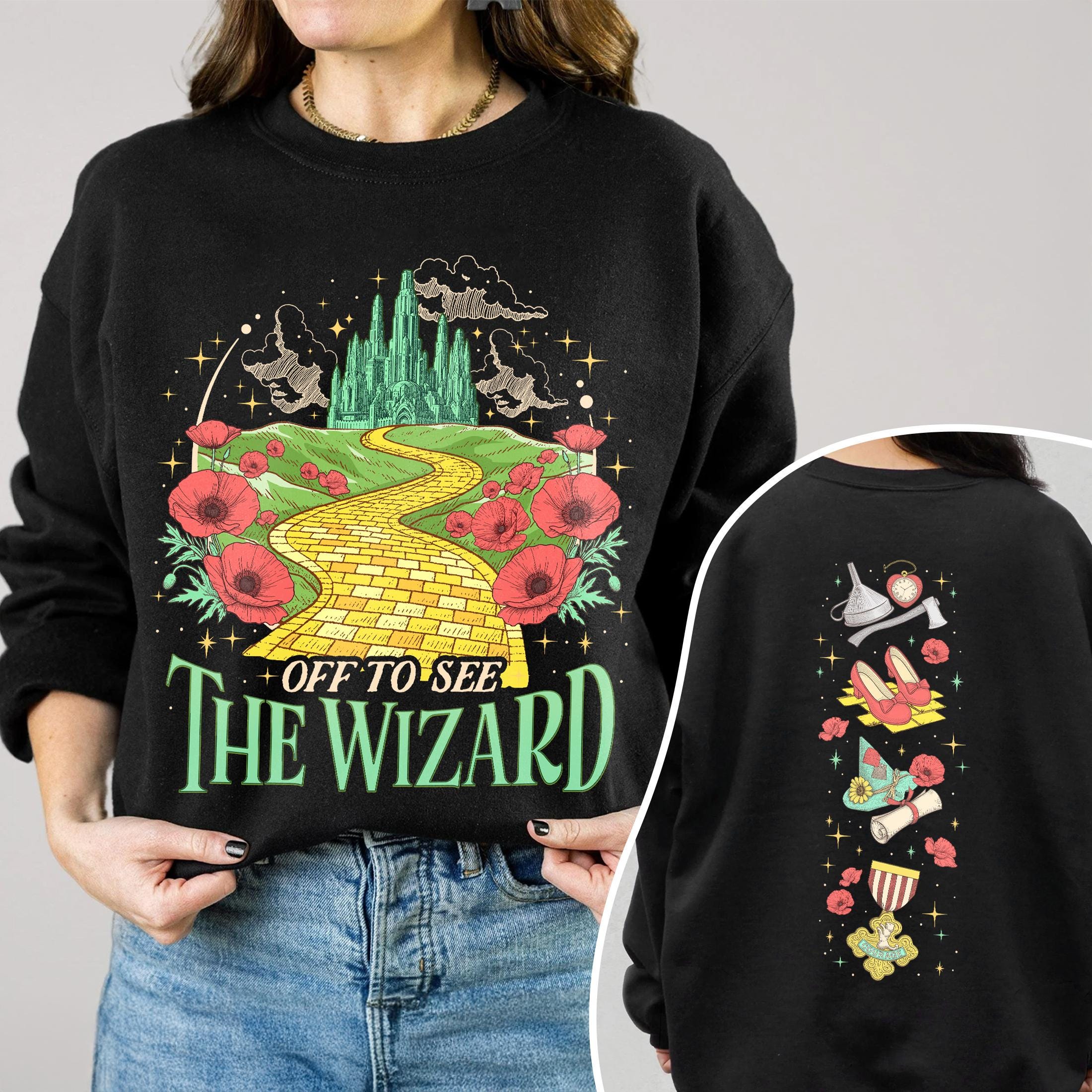 Off to See the Wizard Sweatshirt, Retro Yellow Brick Road Sweater