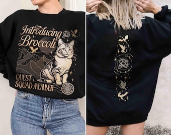Onyx Storm Broccoli Cat Sweatshirt, The Quest Squad Fourth Wing Series T Shirt For Fan, Dragon Rider Ridoc Gamlyn Tee, Bookish Gift