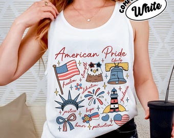 4th of July Tank Top, Patriotic Independence Day T Shirt, American Pride Tee, Red White Blue Apparel, USA Pride Gift