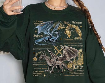 Fourth Wing Dragon Sweatshirt, Tairn Andarna Sgaeyl Dragon T Shirt, Dragon Rider Tee, Basgiath War College Crewneck, Bookish Gift for Reader