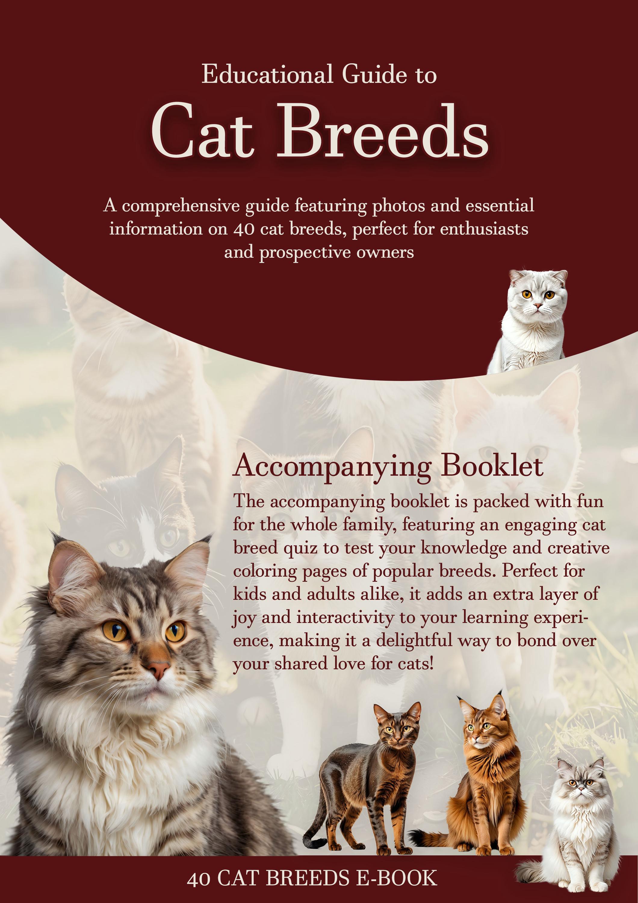 Cat Breed Guide Bundle: 40 Breeds Book, Quiz, Poster & Coloring