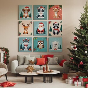 Baby Animals & Santa Claus Christmas Set | 9 Adorable 1:1 Prints