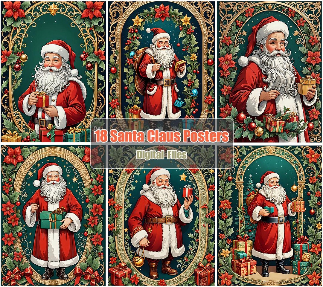 18 Art Nouveau Santa Claus Posters – Christmas Wall Art Collection - Etsy