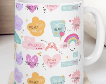 Inspirational Ceramic Coffee Mug: Motivational Affirmations, Self-Love Gift