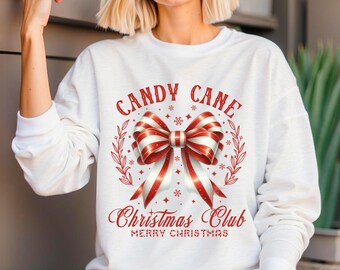 Candy Cane Christmas Club Sweatshirt, Holiday Crewneck
