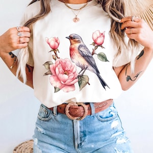 Peaceful Bird Watching Tee for Nature Lovers, Comfort Colors , Nature Lover Shirt, Cute Birdie Top, Gift for Bird Lovers, Finches shirt