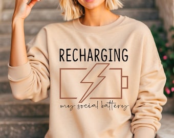 Introvertiert Aufladen Sozialer Batterie Sweatshirt: Lustiges sarkastisches Geschenk