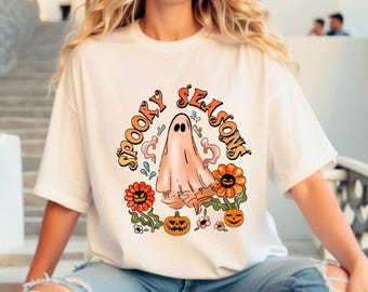 Spooky Seasons Ghost Graphic Tee, Halloween-tröja