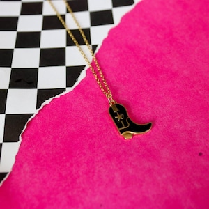 Gold Chain Cowgirl Boot Charm Necklace, Handmade Western Jewelry, Rodeo Cowgirl Necklace, Country Gift for Her