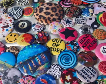 Mixed Aesthetic Button Pin Pack – Handmade Y2K Retro Punk Pins