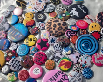 Button Pin Wholesale Lot, HUGE Lot of 50 Buttons Pins, Lot 80's