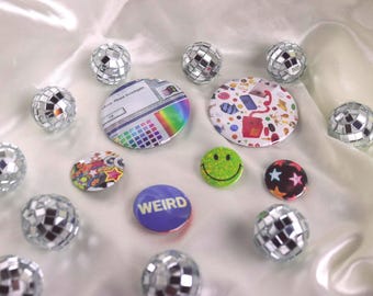 Y2K Button Pin Pack, Retro 2000s Bag Pins