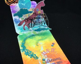 unicorn pop up birthday card, unicorn gift for girlfriend, rainbow unicorn, unicorn party anniversary card, quote card unicorn ornaments