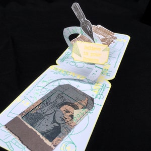 pop-up tarjeta de cumpleaños con la máquina de escribir vintage, tarjeta 3D para un hombre, tarjeta emergente para 50 cumpleaños, tarjeta de aniversario para el amigo, tarjeta de graduación