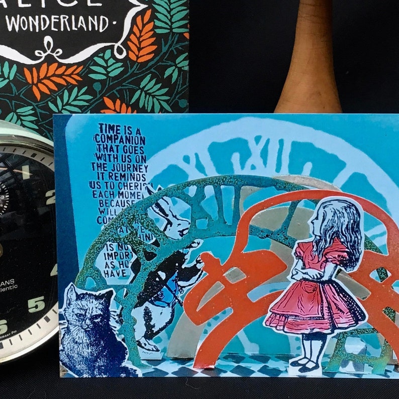 postcard Alice in Wonderland, nerd birthday card, anniversary card for booklover, wall art for geek baby nursery, real photo postcard image 1
