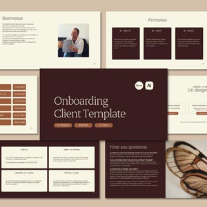 Onboarding template | Welcome guide | Branding client process | Guide de bienvenue pour graphiste, éditable sur Canva & Illustrator