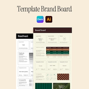 Template brand board éditable Canva Illustrator | kit de marque | Modèle Canva | Mini charte graphique | Tableau de marque | Customisable