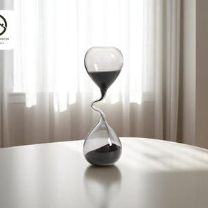 Minimalist Hourglass Timer | Modern Sand Clock Decor | Clear Table Accent | Aesthetic Home Gift | Distinctive Mantle Ornament