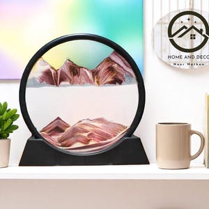 Round Hourglass Sand Art | Quicksand Flowing Picture | Deep Sea Sandscape Decor | Tabletop & Home Accent | Relaxing Moving Artwork Craft