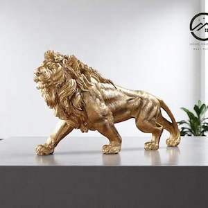 Majestic Lion Resin Figure | Wildlife Shelf Accent Piece | Home Animal Statue | Tabletop Display Ornament | Gift for Nature Lovers
