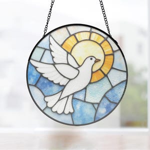 Decoración de vidrieras con paloma celestial, adorno conmemorativo atrapasoles de vidrio, regalos de condolencia para su habitación, decoración artística, arte