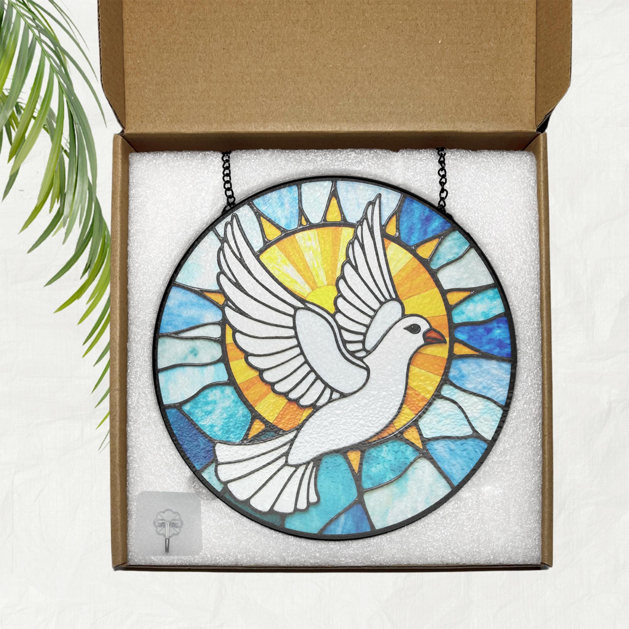 Holy Spirit Dove Stained Glass Window Decor, Glass Suncatcher Modern ...