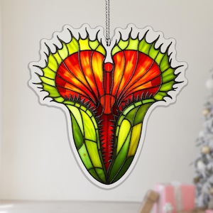 Dionaea Muscipula Acrylic Suncatcher, Monster Jaw Window Hanging Decor for Gothic Plant Lover, sun catcher decor, giant trap decor