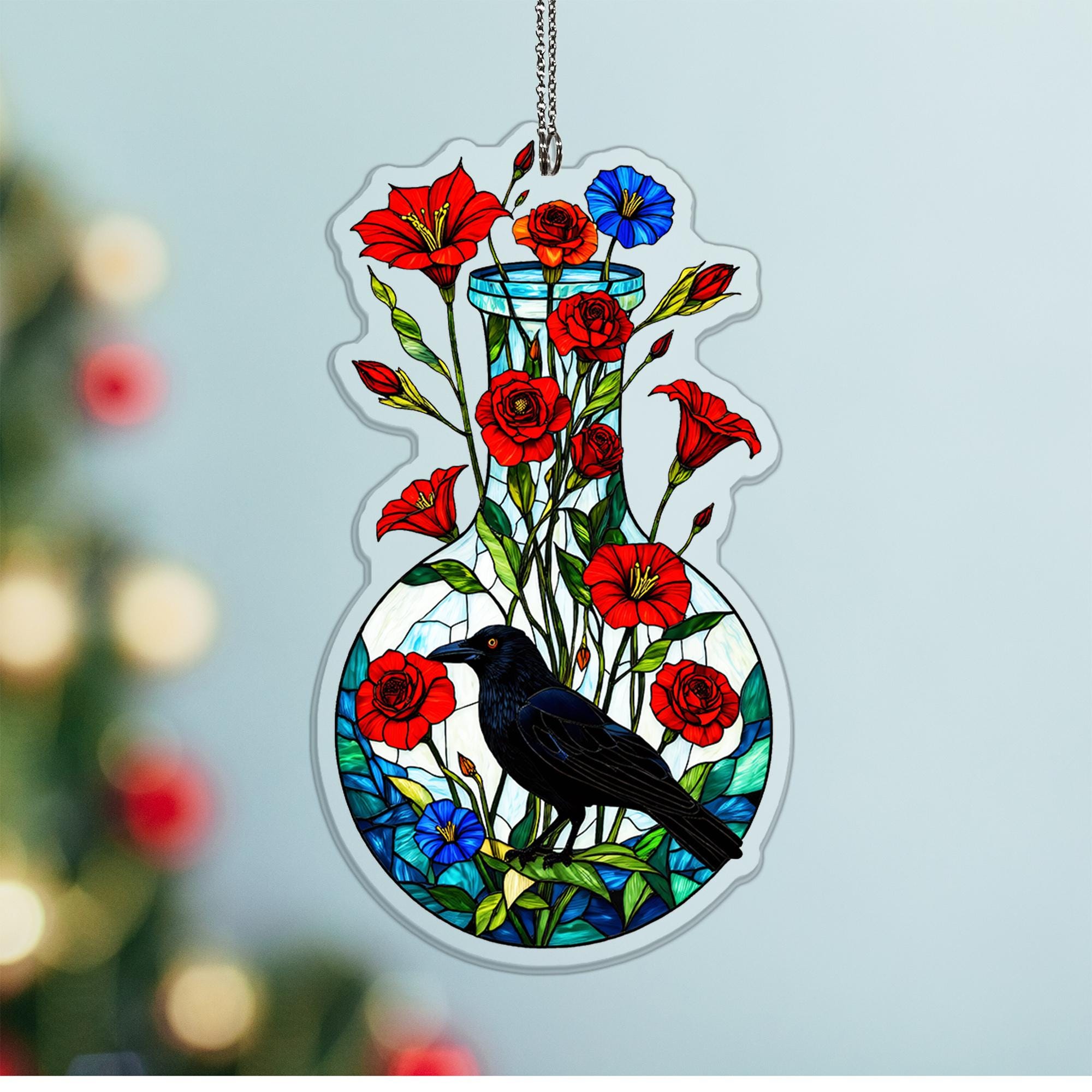 Lycoris Radiata, Blue Morning Glory Lab Flask Acrylic Window