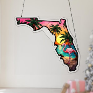 Florida Map Ornament, Acrylic Suncatcher, Travel Gift