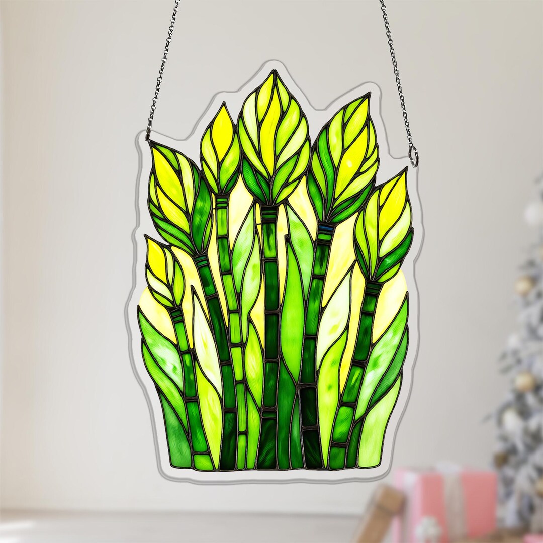 Acrlic Reeds Horsetail Reed Acrylic Suncatcher, Geometric Equisetum Window Hanging ...