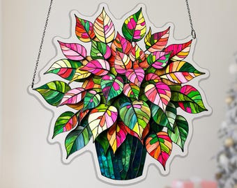 Atrapasueños acrílico Hypoestes, adorno colgante de hojas de confeti para ventana, ideal para una decoración colorida de terraza acristalada, regalo para amantes de la jardinería, decoración para ventanas de terrazas acristaladas.