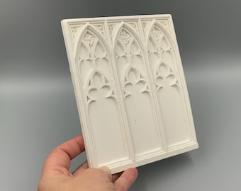 Dolls House Miniature 1:12 Scale Gothic Wall Panel White Resin Period Architectural Feature by RepliCast Miniatures